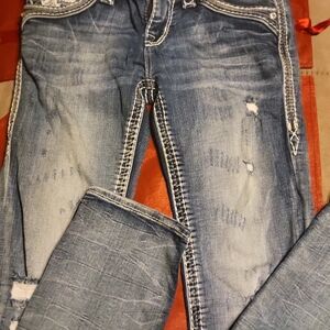 Stylish Blue Distressed Women Jeans